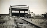 Two-stall engine shed at Balranald, circa 1925. Balranald was the last station on the Moama to Balranald line.