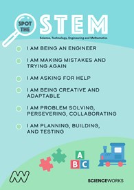 "Spot the STEM" poster: "I am being an engineer"