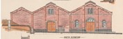 "South elevation": detail of a print of a hand-coloured general arrangement drawing by Christian Kussmaul of the Melbourne & Metropolitan Board of Works sewerage pumping station at Spotswood