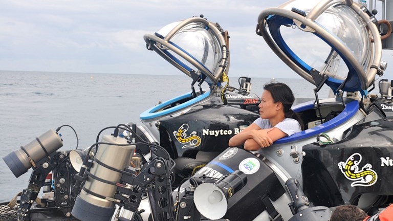 NASA Exobiologist Dr Darlene Lim on location for her deep sea research into extreme environments.