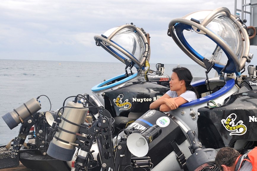 NASA Exobiologist Dr Darlene Lim on location for her deep sea research into extreme environments.