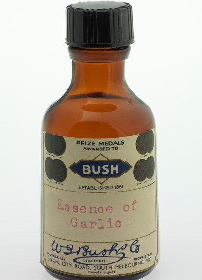 Medicinal bottle - Essence of Garlic, circa 1848-1930.