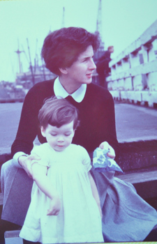 Mary and Christine Twycross at Station Pier, Port Melbourne around 1953.