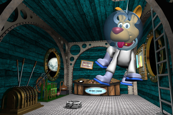 cartoon of a dog in a kennel