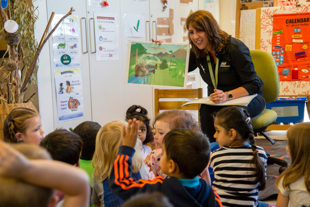  Outreach Program Presenter, presenting the fossil program to kindergarten children.