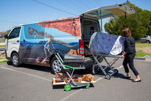 Outreach Program Presenter, loading specimens into the Museums Victoria outreach van. 