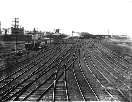 Wooden signal box at North Melbourne Junction, circa 1905