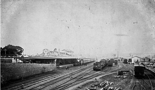 Trains at Warragul Railway Station, Warragul, circa 1930