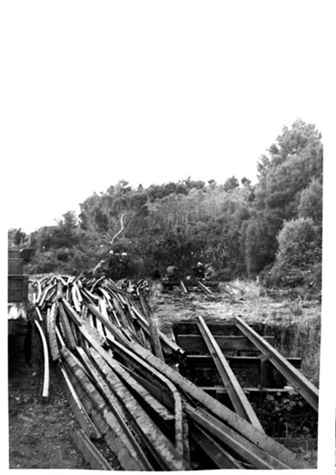 Dismantled sections of track beside pit, Crowes