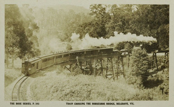 Crossing the Horseshoe Bridge, Belgrave, circa 1920