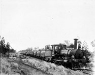 Ballast train, old S class steam locomotive no. 199, early 1900s