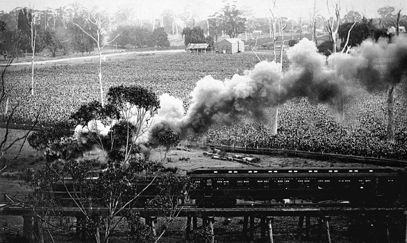 The first train on the Bairnsdale to Orbost line, East Gippsland, 1914
