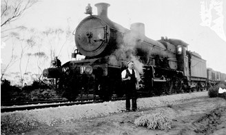 First wheat train along the new rail extension, Karween, 1931