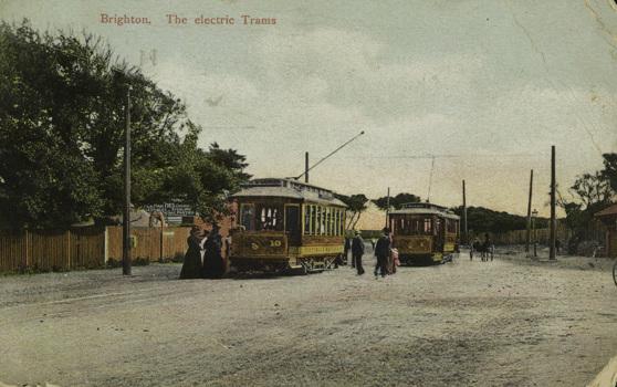 No. 10 and no. 1 electric trams, Brighton, 1911