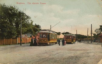 No. 10 and no. 1 electric trams, Brighton, 1911