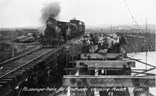 W class steam locomotive hauling a mixed train, crossing the Powlett River, Wonthaggi, circa 1910