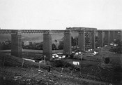 A train crossing the Moorabool Viaduct, Geelong to Ballarat railway, Moorabool, circa 1917