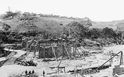 Construction pier foundations, Melton Viaduct, 1885
