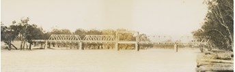 Rail bridge over the Murray River at Mildura, 1924