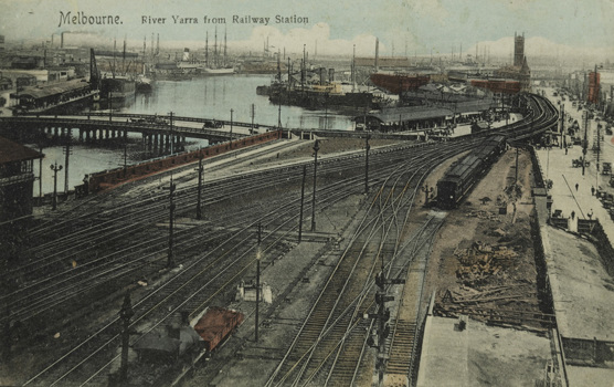 Rail yards beside the Yarra River, Melbourne