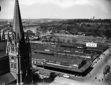 Flinders Street Station and Princes Bridge Station, October 1947