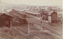 Wodonga Railway Station, goods shed and maintenance building, circa 1910
