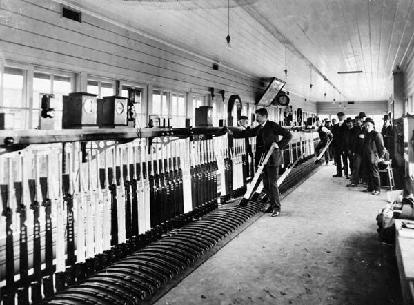 108-lever signal frame, Flinders Street rail yard, circa 1905