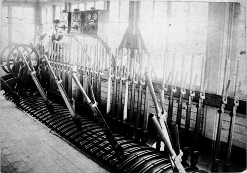 Interior of a signal box, possibly Burnley