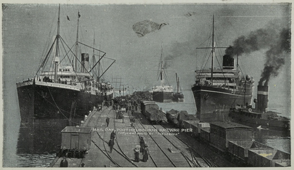 Mail Day at Railway Pier, Port Melbourne, circa 1900