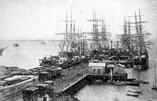 Sailing ships at Railway Pier, Williamstown, circa 1885