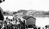 Railway lines and people on pier, Sorrento, 1936