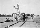 Rail tracks and people on Queenscliff Pier, circa 1925
