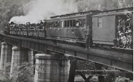 An excursion train crossing the Thomson River, Walhalla, circa 1920