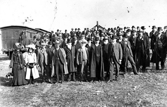 Official opening of the railway line at Tinamba, circa 1905