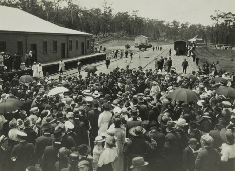 Opening of the Red Hill Railway Station, 2 December 1921. The station was closed on 1 July 1953.