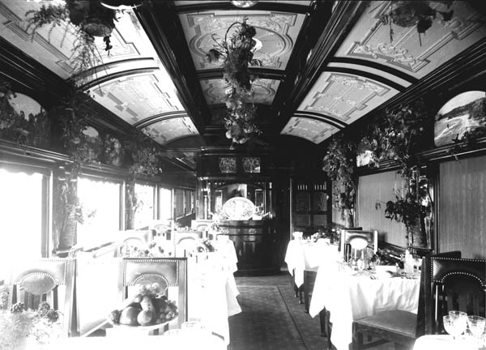 Interior of dining car for royal visit, 1920