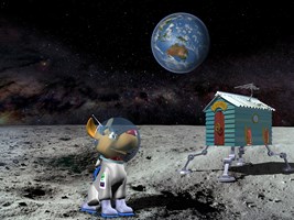 Cartoon dog on the moon