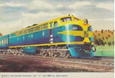 'Spirit of Progress' 1800 hp S class diesel electric locomotive in Victorian Railways' blue and gold paintwork, circa 1960