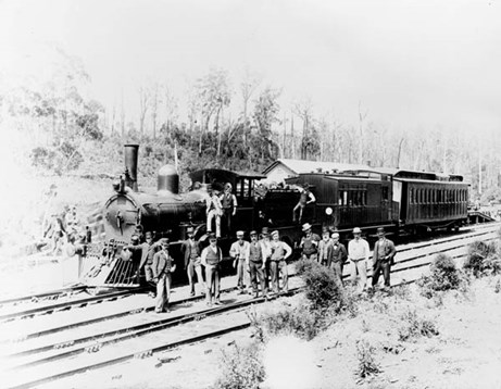Locomotive no. 100 hauling Commissioner's train, Timboon, circa 1900s