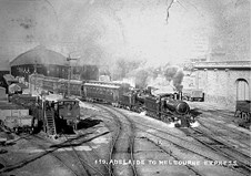 The Adelaide to Melbourne Express leaving a station, pre-1920