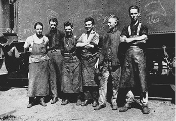 Staff at the Newport railway workshop, circa 1925