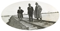 Staff inspecting flood damage on the Gonn Crossing to Stony Crossing line, Gonn Crossing, July 1931