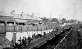 Workers laying the Williamstown line, Footscray, 1928
