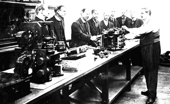 Instructing trainee electric train drivers, circa 1920s
