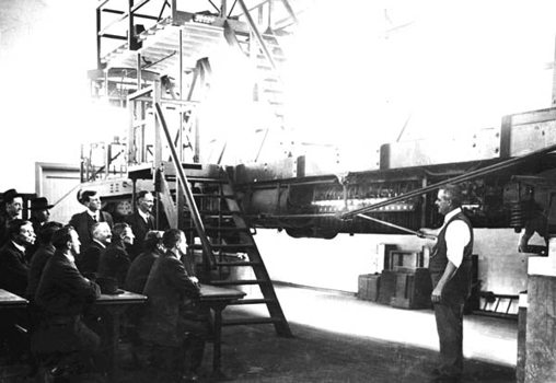 Instructing trainee electric train drivers, circa 1920s