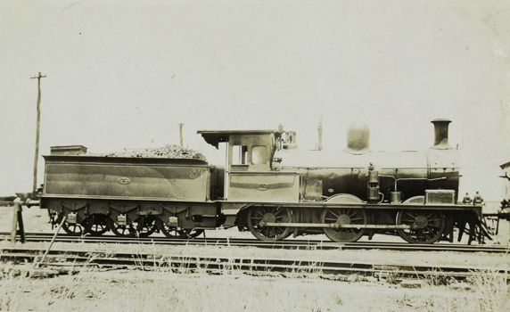 Steam locomotive with number 39 handwritten on coal bunker, circa 1910