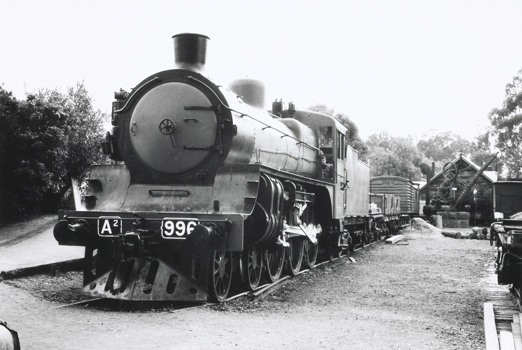 Former Victorian Railways steam locomotive A2-996 in static preservation, Echuca, 1990