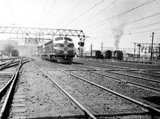 B class diesel locomotive hauling royal tour test train, 11 January 1954