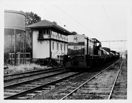 Y class diesel locomotive hauling freight to Warburton, 24 November 1964