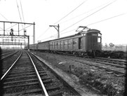Tait electric train on test track, Jolimont Workshops, circa 1918